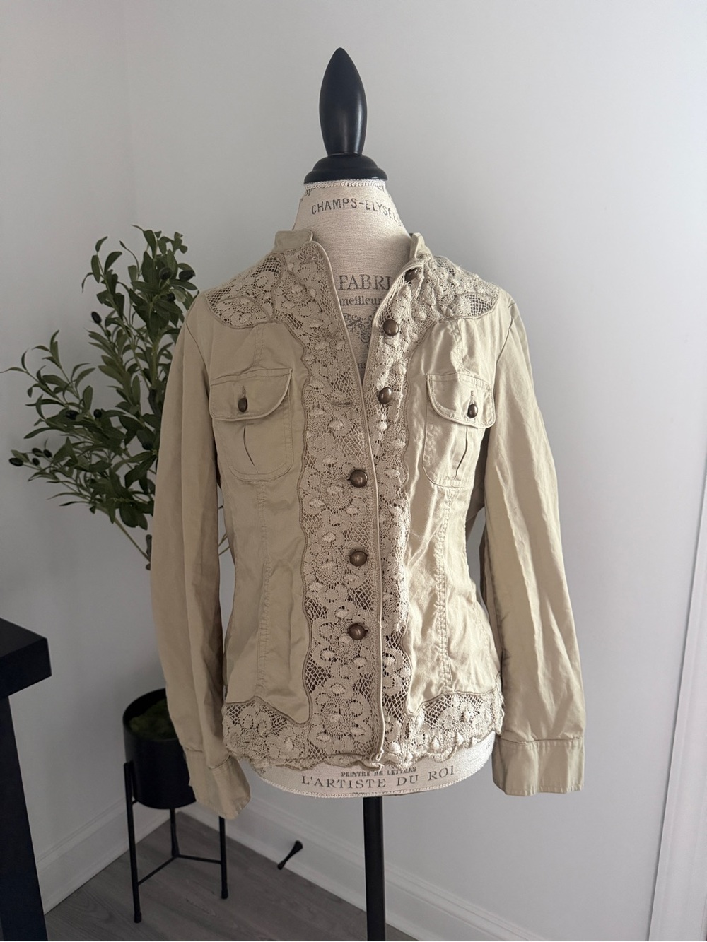 Chico's Lace-Trim Utility Jacket - Cream